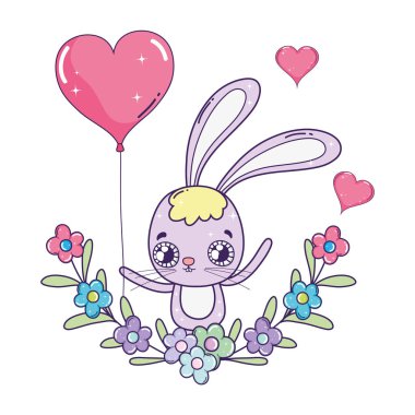 balon helyum Sevgililer günü ile sevimli tavşan