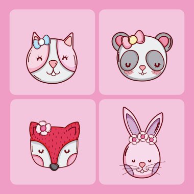 Sevimli hayvanların karikatür seti