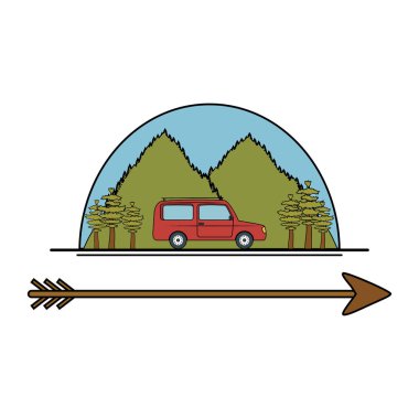 ok ve araba ile dağlar manzara manzara