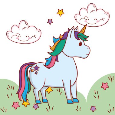 Tek boynuzlu at bahçedeki