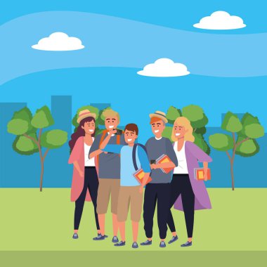 Millennials arkadaş grubu selfie çekiyor