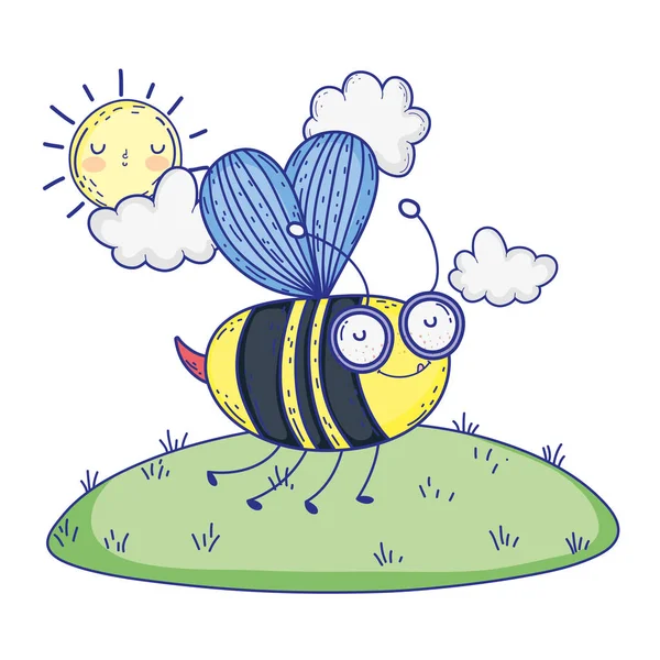 風景の中を飛ぶ美しい蜂 — ストックベクタ