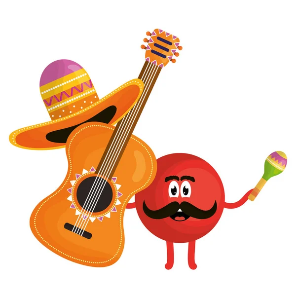 Meksykański znak emoji z gitarą — Wektor stockowy