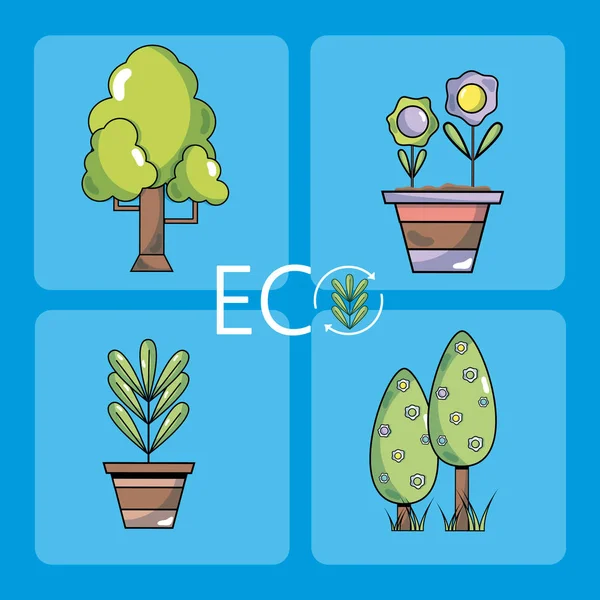 Conjunto de iconos y símbolos ecológicos — Vector de stock