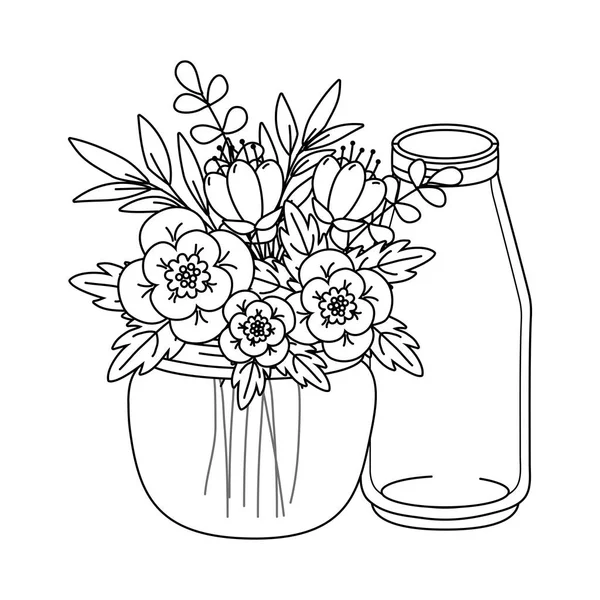 Floral natureza flores desenhos animados — Vetor de Stock
