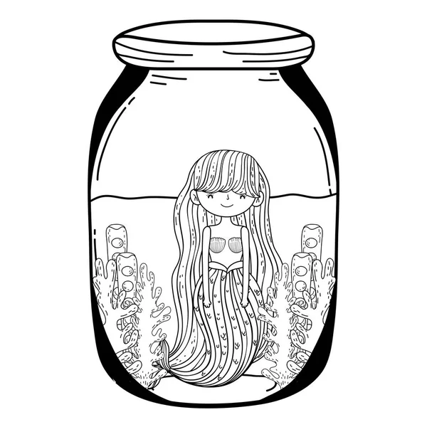 Bela sereia em pedreiro jar personagem de conto de fadas —  Vetores de Stock