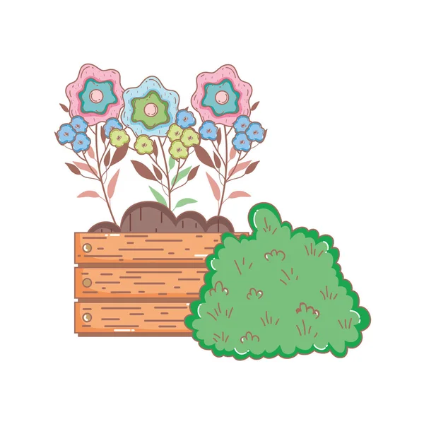 Arbusto de jardim com flores — Vetor de Stock