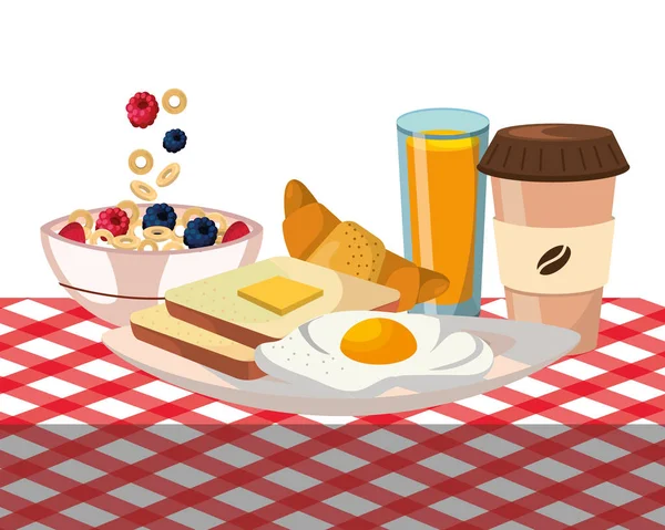 Delicioso desayuno sabroso de dibujos animados — Vector de stock