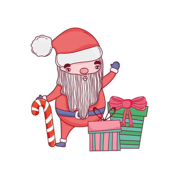 Lindo navidad santa claus con regalo presente — Vector de stock