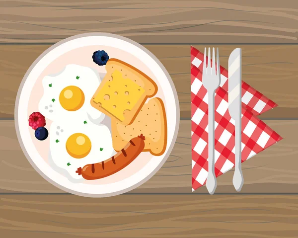 Pyszne śniadanie smaczne kreskówka — Wektor stockowy