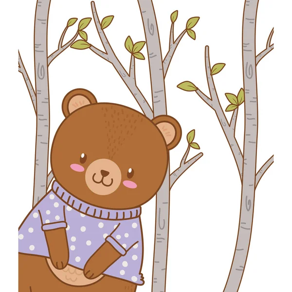 Urso bonito personagem floresta — Vetor de Stock