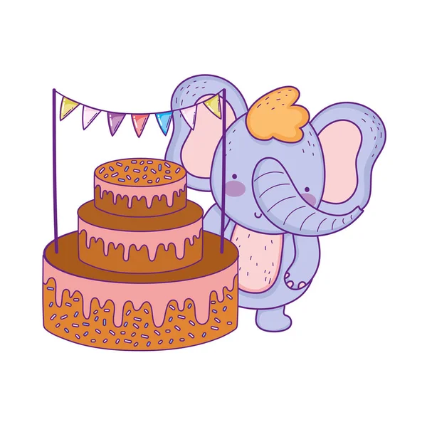大象与甜蛋糕 — 图库矢量图片