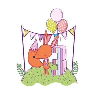 manzara balonlar helyum ile sevimli ve küçük tilki