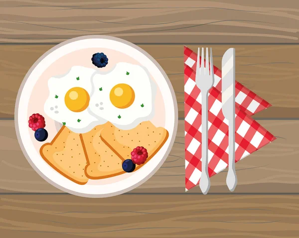 Delicioso desayuno sabroso de dibujos animados — Vector de stock