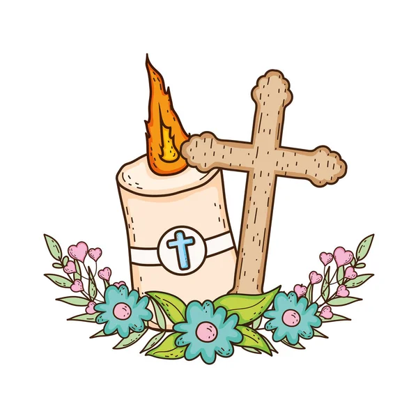 Пасхальна свічка священна з хрестом — стоковий вектор