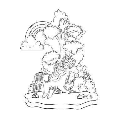 manzara Prenses ile güzel küçük Unicorn