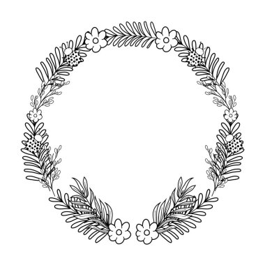 çiçek ve yapraklı çelenk