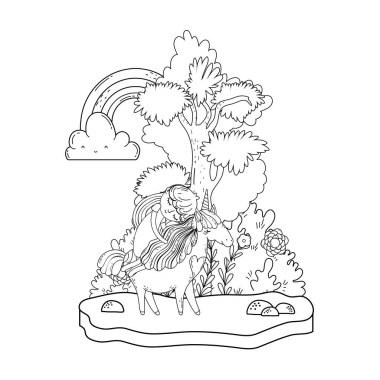 manzara Prenses ile güzel küçük Unicorn