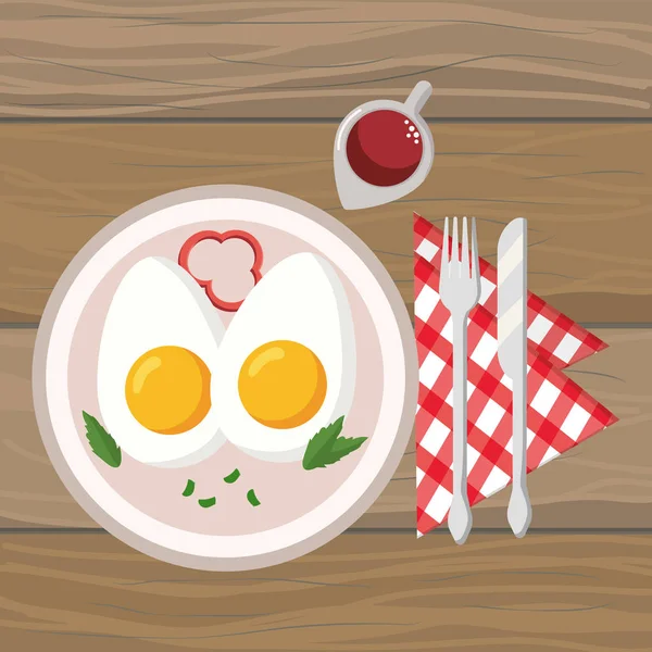 Delicious tasty breakfast cartoon — Stock Vector