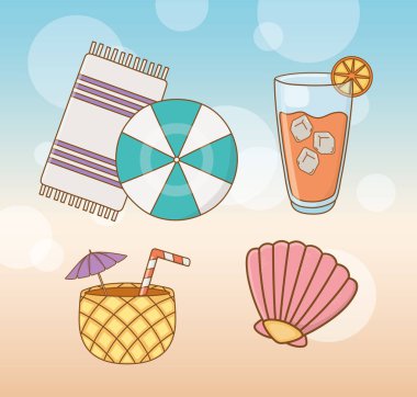 tatil set simgeleri seyahat