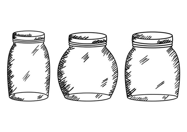 Set van Mason Jars tekening kunst — Stockvector