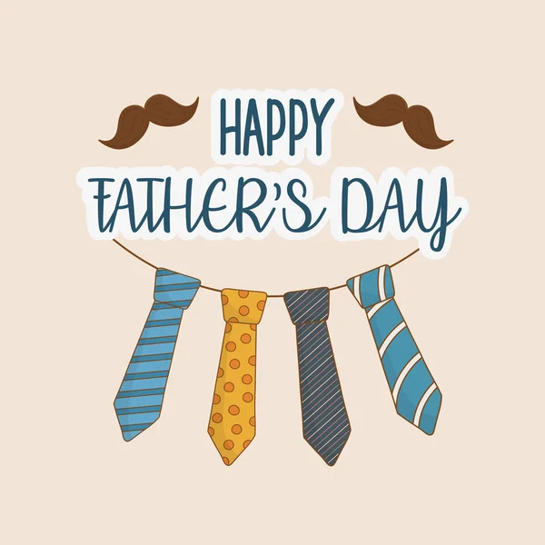 Boldog apák napi kártya nyakkendők lógott — Stock Vector