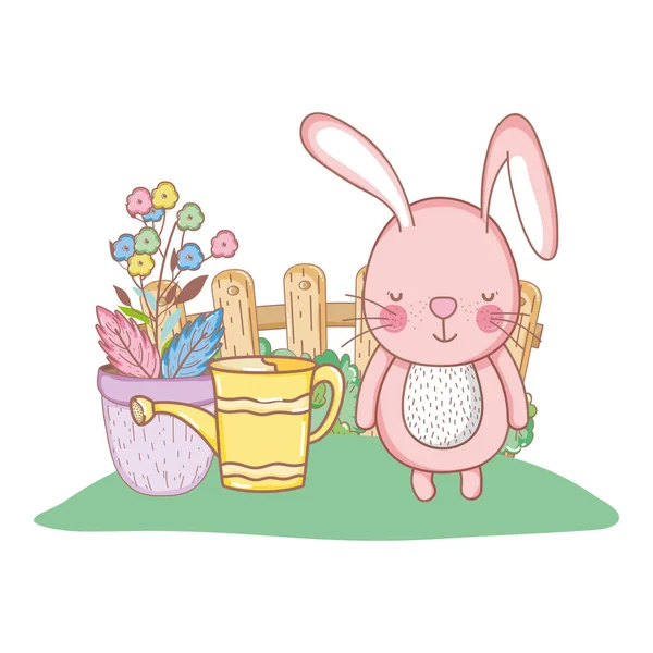 Little rabbit in the garden — Stock Vector