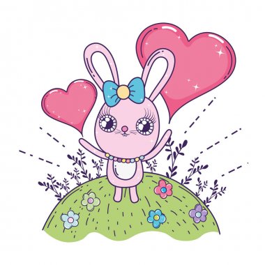 sevimli tavşan kız valentines gün
