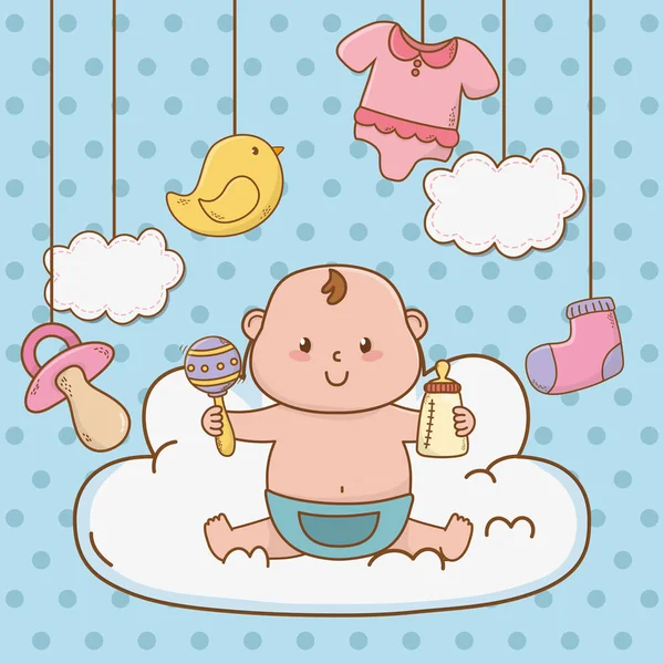 Schattige baby douche cartoon — Stockvector