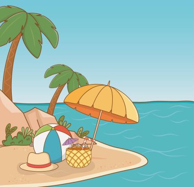 plaj sahnesinde şemsiye