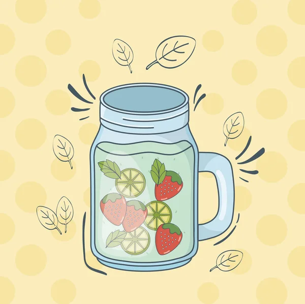 Zitronen- und Erdbeersaft-Glas — Stockvektor