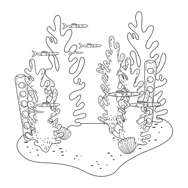 Vacker Undersea scen ikon — Stock vektor