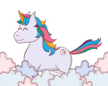 Tek boynuzlu at Bulutların arasında