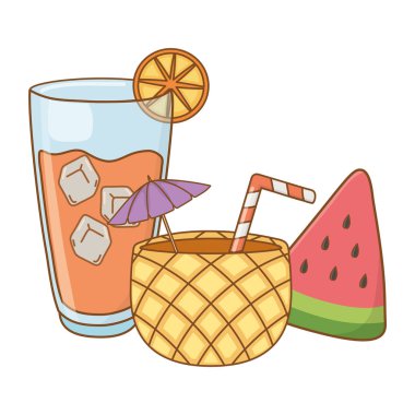 içecekler ve yaz saati objets karikatür