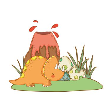 volkan sahnesi ile sevimli triceratops