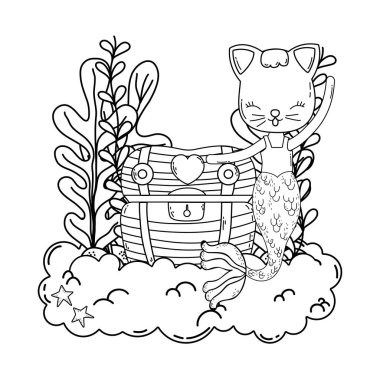 Hazine göğsü ile sevimli purrmaid