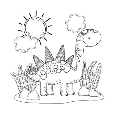 cute apatosaurus in the landscape clipart