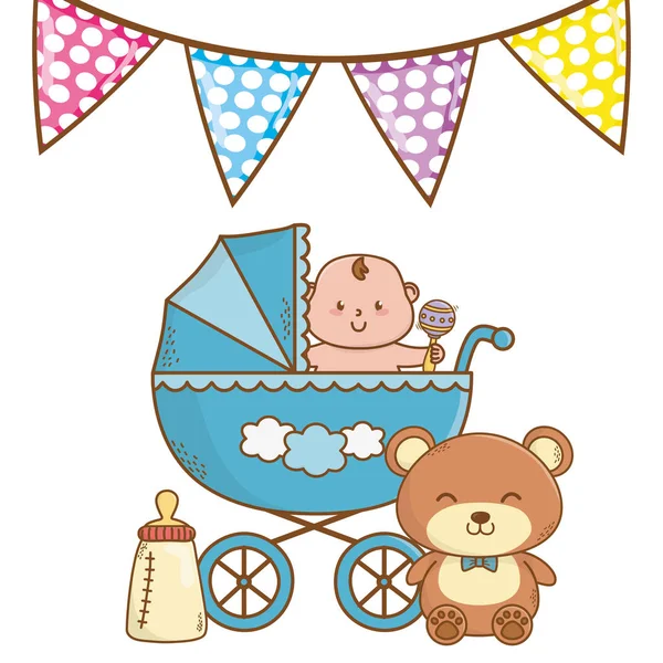 Cute baby shower cartoon — Stock Vector