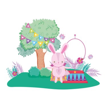 ateş yüzük atlama sevimli sirk tavşan