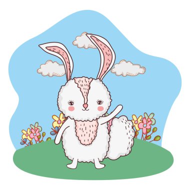 Kampta sevimli küçük tavşan karakteri