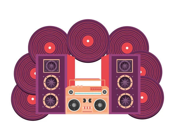 Speakers and boom box — Stock Vector