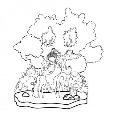 manzara tek boynuzlu at ve peri