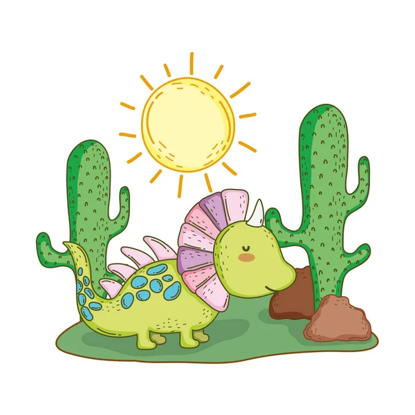 Lindo icono de carácter de dinosaurio — Vector de stock