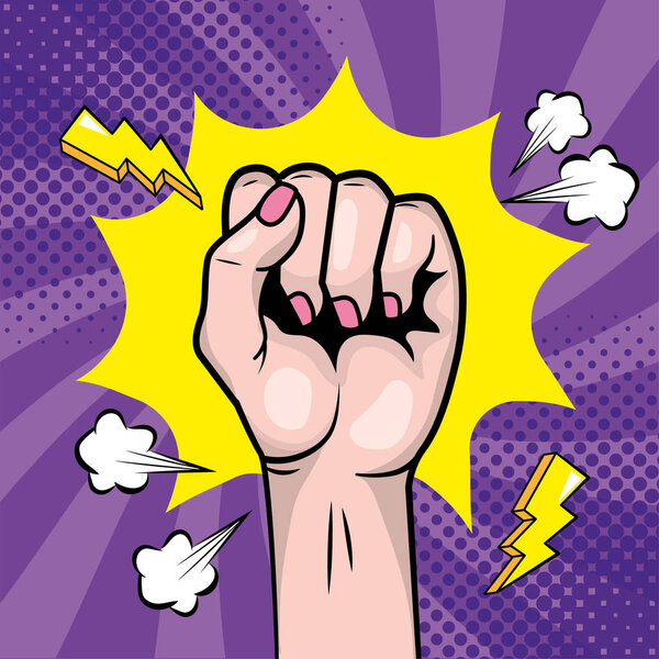 Женский кулак вверх со звездой и туловищем
