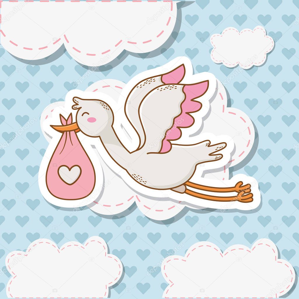 baby shower card with stork