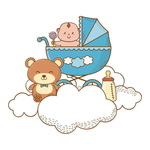 Bebê chuveiro cartoon cartão — Vetor de Stock