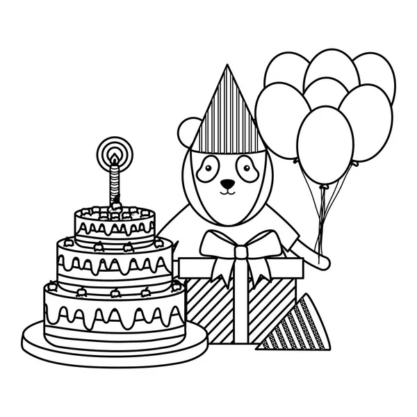 Lindo oso panda en fiesta de cumpleaños — Archivo Imágenes Vectoriales