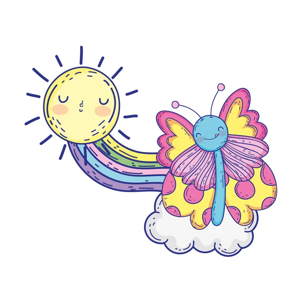 虹と太陽の美しい蝶 — ストックベクタ