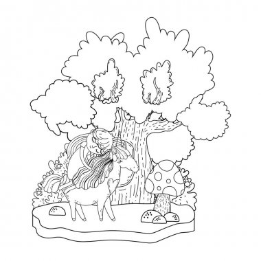 manzara Prenses ile güzel küçük Unicorn