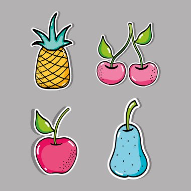 set tropikal yamalar meyve tasarımı